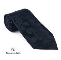 Giorgio Del Sarto Necktie 8.5 cm Black with Fabric Texture เนคไทสีดำมีเท็กเจอร์