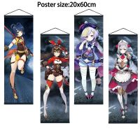 Anime Poster Genshin Impact Noelle Amber Mao Xiangling Wall Scroll Home Decoration Art Picture 20x60cm Wall Décor