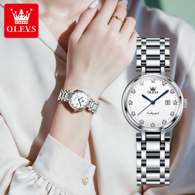OLEVS นาฬิกา ผู้หญิง2023 กันน้ำได้ แท้ 100% สแตนเลส แฟชั่น พระคุณ นาผฬิกาข้อมือ นาฬิกาควอตซ์