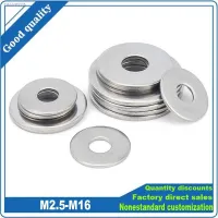 ▤❖✳ 2/50pcs M2.5 M3 M3.5 M4 M5 M6 M8 M10 M12 M14 M16 GB96 304 Stainless Steel Large Size Oversize Big Wider Flat Washer Plain Gasket