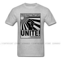 Procrastinators Unite Tshirt Men Funny T Shirt Leisure Cotton Clothes Grey Letter Tees Fist Printed Game Gildan