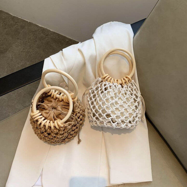 fashion-wrist-pack-ladies-tote-summer-handbag-bucket-shoulder-bag-straw-handbag-rattan-purse-fishnet-shoulder-bag