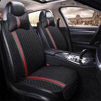 1 Pair Luxury Linen Material Car Headrest Pillow Unisex Breathable Auto Neck Rest Headrest Cushion Pillows Steering Wheel Cover