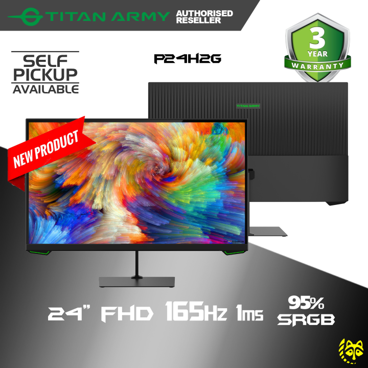TITAN ARMY 24" Slim Flat 165Hz 1ms Gaming Monitor (P24H2G)-VA ELED/HDMI ...