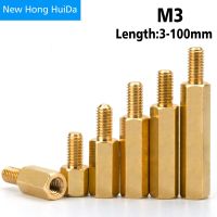 M3 Hex Brass Male Female Standoff Stud Board Pillar Mount Hexagon PCB Motherboard Spacer Bolt Screw Thread M3xL+3/4/5/6/8mm Fasteners