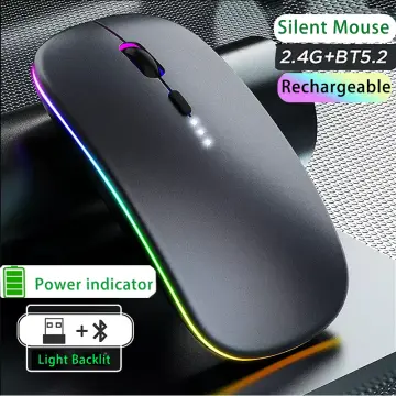 Wireless Bluetooth Mouse,LED Rechargeable Silent Slim Laptop  Mouse,Portable(BT5.2/3.0 and USB 2.4G) Dual Mode Computer Mice,for Apple  Laptop,ipad