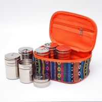 High-end export outdoor barbecue seasoning jar stainless steel portable bottle box Outdoor camping