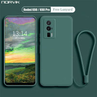 NORVIK เคสกันกระแทกเลนส์เคสโทรศัพท์สำหรับ Xiaomi Redmi K60 / K60 Pro ฝาหลัง TPU แบบแบบนิ่มที่เป็นซิลิโคนเหลวขอบตรงพร้อมสายคล้อง N26-D2