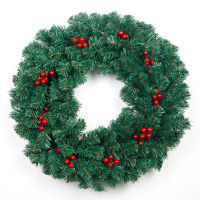 Good Quality Customized Artificial Green PVC Christmas Wreath with red berry for Xmas tree Home Christmas Holiday Decoration