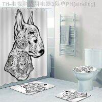 【CW】♨▽  Bullterrier Dog Portrait of Terrier Shower Curtains for Toilet