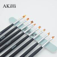 AKiHi Moon shaped Brushes with Cap UV Gel French Pen Gradient Polish Nail Flower Painting Drawing Arts Design Artist Brushes Tools