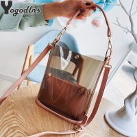 Transparent Bag Womens bag 2pcs/set Luxury Handbag Fashion PVC Clear Bag High Quality Handbags bolsa feminina Bucket Crossbody