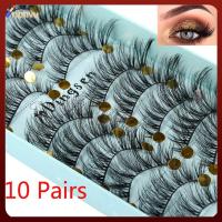 RIBHVU SKONHED 10 Pairs ผู้หญิง ปุย ตัวเล็ก 3D Faux Mink Hair ขนตาปลอม เครื่องมือขยาย Crisscross