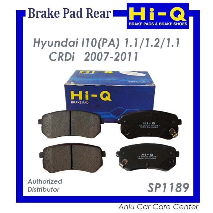 HIQ Advanced Expert Brake Pads Rear for Hyundai I10(PA) 1.1/1.2/1.1 CRDi 20072011 (SP1189