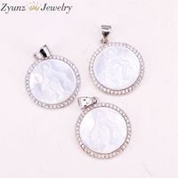 5 Strands ZYZ298-1769 NEW shellfish Pendant Necklace Gold Silver color caved Goddess, Cubic Zircon Mary Pendant Necklace