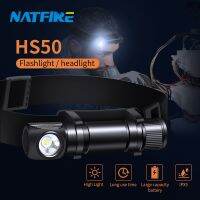 NATFIRE ไฟหน้า HS50 EDC 18650 USB แบบชาร์จไฟได้ C ไฟฉายคาดศีรษะ1000LM สดใสไฟฉายตกปลากลางแจ้งพร้อมฝาท้ายแม่เหล็ก