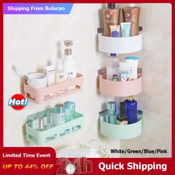 1pc PP Bathroom Storage Rack, Pink Punch-free Corner Storage Rack For  Bathroom