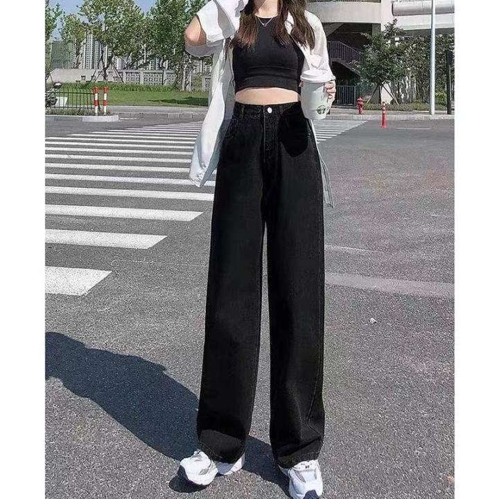 High Waist Jeans for woman Black Pants Baggy Wide Leg Jeans | Lazada PH