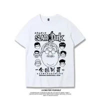 การพิมพ์ที่ยอดเยี่ยม Slam Dunk เสื้อบุรุษเสื้อยืดผ้าฝ้าย Tees แขนสั้นสไตล์ญี่ปุ่นกีฬา streetwears Korea TREND