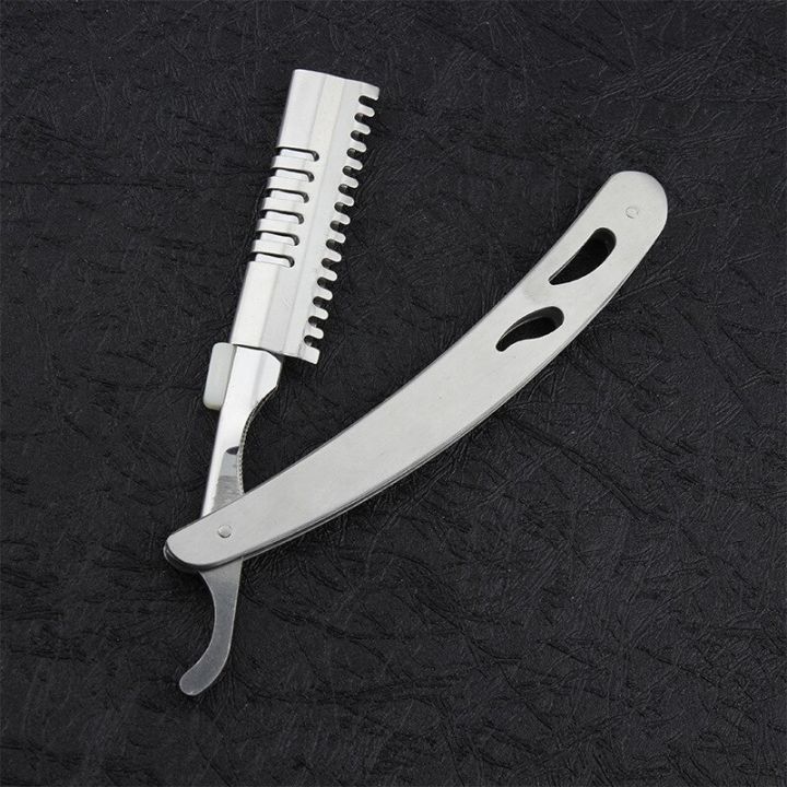 มีดโกนคมมีดโกนช่างตัดผมคมสำหรับร้านเสริมสวยสแตนเลสตัดใบมีดตัดผมอุปกรณ์แต่งผมผอมบาง1ชิ้น-10ใบมีด
