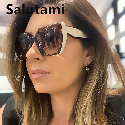 New Luxury Brand Irregular Polygon Square Sunglasses For Women Vintage Gradient Cat Eye Sun Glasses Female Black Leopard Shades