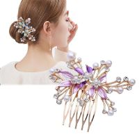 Korean version of flower paint alloy hair comb bride hair styling comb three-dimensional flower headdress