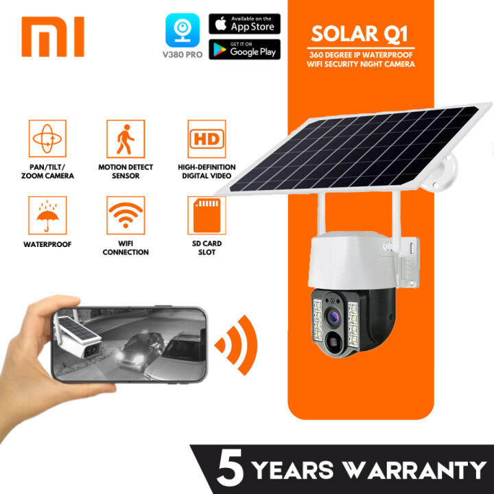 xiaomi V380 Pro Solar CCTV Camera Connect Cellphone With Audio And