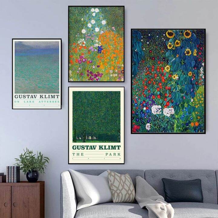 famous-gustav-klimts-canvas-painting-flowers-and-landscapes-posters-prints-wall-art-pictures-for-living-room-wall-decor-cuadros