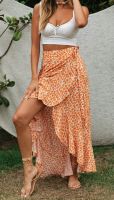 New Multi Floral Printed Long Skirts Women Summer Ruffle High Waist Bow Tie Skirt Ladies Streetwear Slim Bottoms