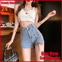 COD jfdss JYL S-XL new style korean denim shorts high waist fashion all-match straight hot pants light color sexy strap jeans