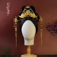 Crane Elements Golden Headgear Traditional Chinese Style Tassel Hairpin Original Hanfu Accessories Vintage Cheongsam Collocation Haberdashery