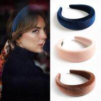 【YF】 Fashion Female Bezel Padded Headband Velvet for Women Solid Thick Hair Hoop Wide Side Turban Hairband Accessories Headwear