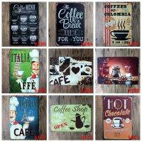 Retro Italia Cafe Paris Cafe Metal Tin Sign Coffee Meun 24 เปิดป้ายช็อคโกแลตร้อนตกแต่งบ้านผนังศิลปะจิตรกรรมป้าย YN016 20 * 30 ซม