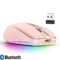 Dual Mode Rechargeable Wireless Bluetooth Mouse 2.4G USB RGB Mute Mouse For iPad Windows Mac IOS Android Laptop Tablet Phone PC Basic Mice