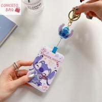 เคสบัตรผู้ถือบัตรลายการ์ตูนสำหรับเด็กนักเรียนหญิงเครดิตไอดีการ์ดบัตรรถบัสบัตรลายมิกกี้คลิปติดบัตรพวงกุญแจ