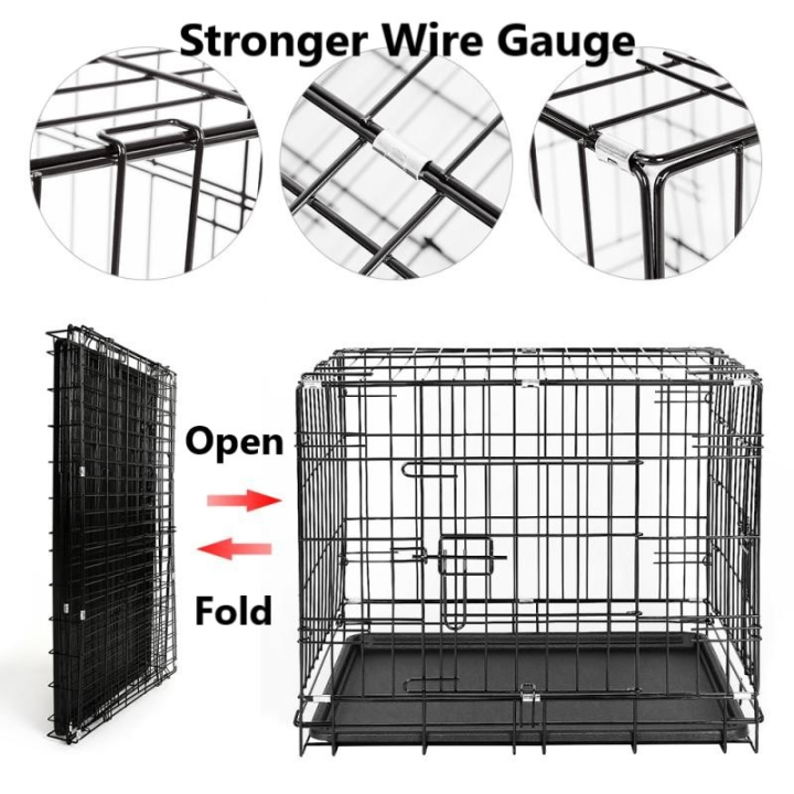 Dog Cage with Poop Tray Heavy Duty Pet Collapsible Cage Foldable Pet ...