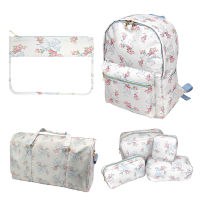 【cw】Cosmetic Bag Toiletry Pouch Waterproof Storage Pink Blue Printed Bow Nylon Outdoor Makeup Bag Travel Backpack Luggage Organizer