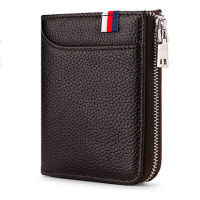 Mens Wallet Zipper 100 Genuine Leather Wallet Men Coin Purse Business Card Holder Bag Wallet RFID Blocking Short Male