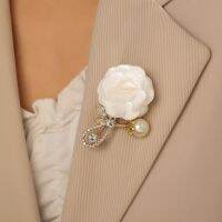 1 alloy fabric rolled edge white rose pearl glass gemstone brooch minimalist vacation casual brooch womens fashion item brooch