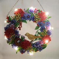 5D Double Sides Diamond Painting Wreath Flower Diamond Embroidery Kit Special Shaped Drill DIY Art Craft Home Wall Garden Decor