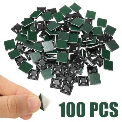100PCS/Set Cable Base Mounts 12.5x12.5mm Self Adhesive Cable Wire Zip Tie Mounts Bases Wall Holder Fixing Seat Clamps