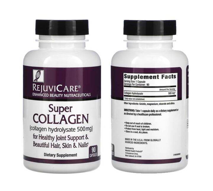 Rejuvicare Super Collagen Collagen Hydrolysate 500 mg 90 Capsules ...