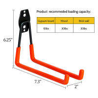ตะขอแขวนโรงรถ6แพ็คตะขอแขวนเครื่องมือเหล็กสำหรับงานหนักสำหรับเก็บของเอนกประสงค์ที่แขวนติดผนัง (สีส้ม)