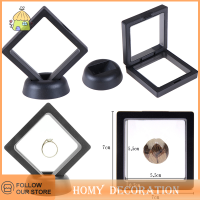 Shao 70*70mm Black 3D Floating Jewelry Coin Display กรอบผู้ถือกล่องกรณี W/STAND