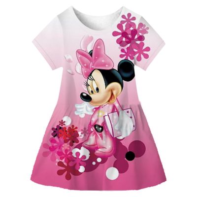 Disney Minnie Mouse Cartoon Print Baby Children Girls Kids Dress Cute Birthday Party Princess Christmas Dress for Baby Girls