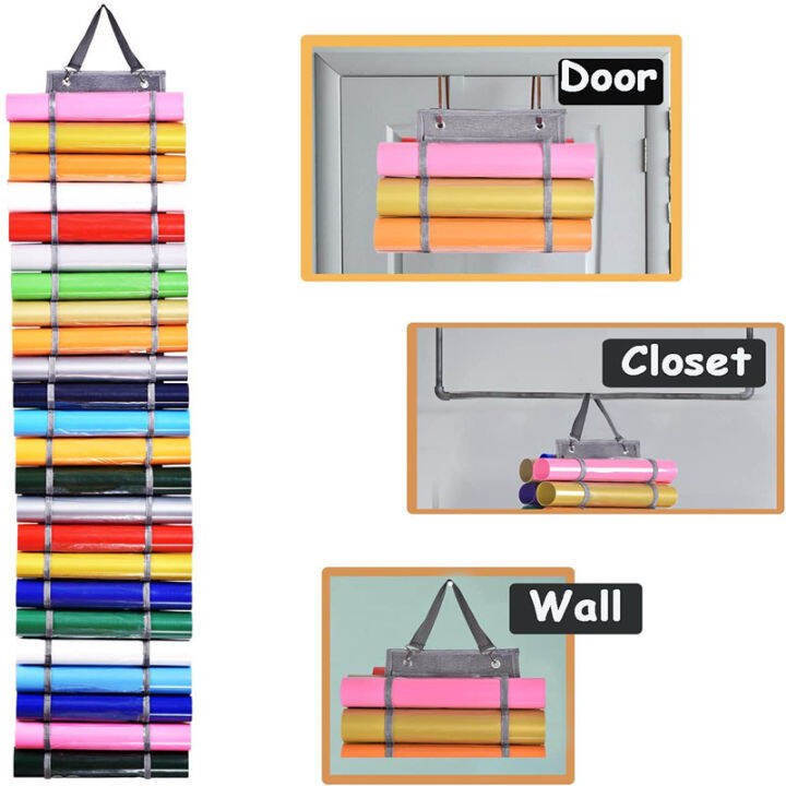 vinyl-roll-holder-vinyl-roll-storage-rack-wall-mount-craft-vinyl-roll-organizer-partitions-hanging-pocket-behind-the-door