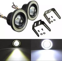 2pcs 3นิ้ว LED Fog Light With Blue COB Angel Halo Eye Ring For Car SUV Truck