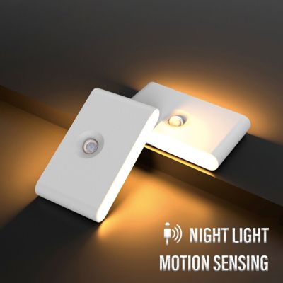 LED อัจฉริยะเซ็นเซอร์ไฟกลางคืนไร้สาย USB ชาร์จ Motion Sensor โคมไฟติดผนังสำหรับห้องนอนทางเดินตู้แสง