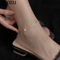 WOOZU 925เงินสเตอร์ลิงแฟชั่นเกาหลีรอบพราวเพทายลูกปัด Anklets สำหรับผู้หญิงบีชปาร์ตี้เสน่ห์ Minimalism เครื่องประดับของขวัญ