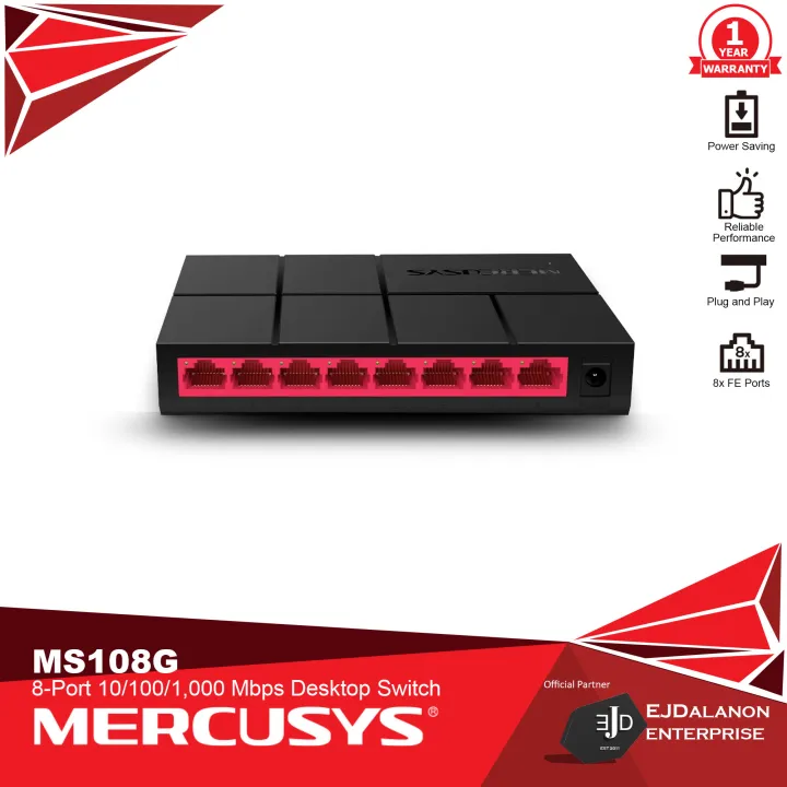 Mercusys MS108G 8Port 10/100/1,000 Mbps Desktop Switch Switch Hub